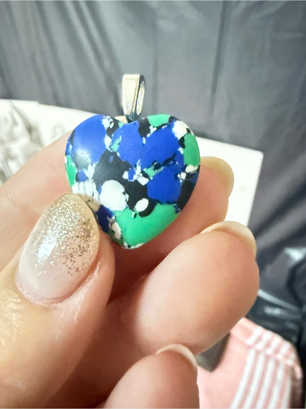 Heart Pendant Necklace in Blue & Green